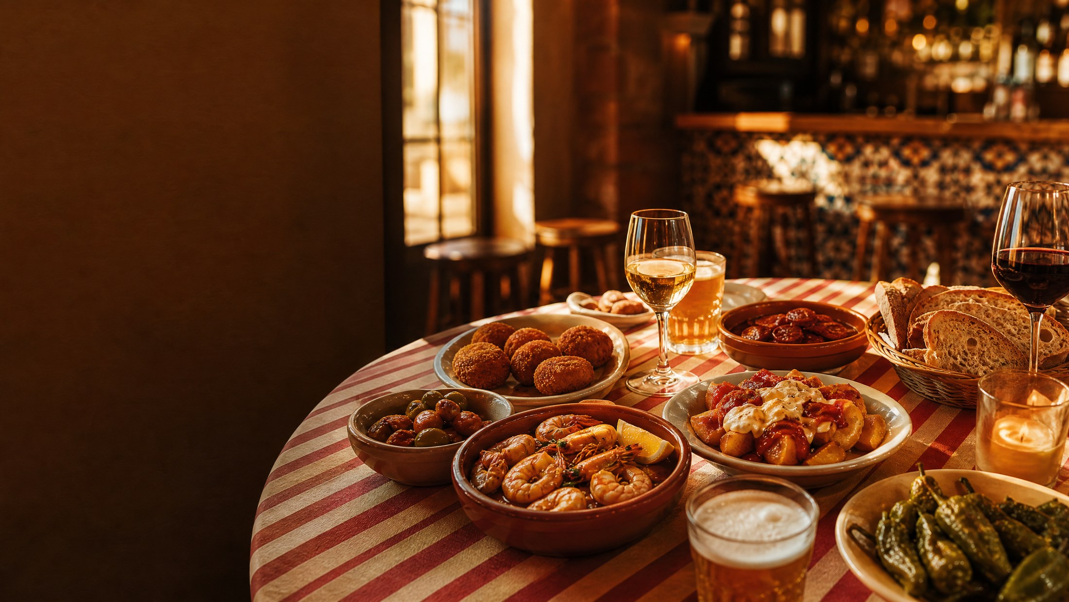 Mesa llena de tapas para compartir